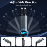 Car Charger Retractable 120W 4-in-1 Phone Charger 2.6m Fast Charging Cables and Charging Adapter Compatible with iPhone/iPad/Galaxy/Google/Huawei (Lightning + Type C)