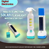 Solar Rechargeable LED Flashlight With Fan and Lantern