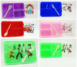 3 Portion Single Layer Plastic Lunch Box with Spoon