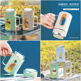 500ml Double Layer Glass Material Plastic Coated Office Cup