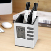 Digital LCD Screen Alarm Clock, Calendar with Pen Holder for Office & home