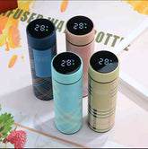 Checkered Design Stainless Steel Temperature Water Bottle 500ml
