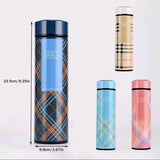 Checkered Design Stainless Steel Temperature Water Bottle 500ml