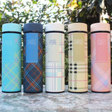 Checkered Design Stainless Steel Temperature Water Bottle 500ml