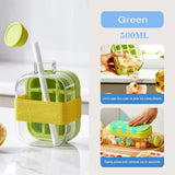 2-in-1 Silicone Ice Cube Water Bottle with Lid & Straw 500 ml - ice Cube Mold