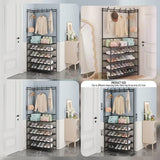 Attachable Corner Coat Hanger With 5 layer Shoes Rack