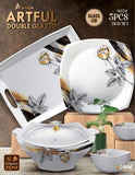 ArkON Artful Double Glazed 75 Pieces Dinner Set – 8 Persons Premium Melamine Dinnerware Set