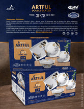 ArkON Artful Double Glazed 75 Pieces Dinner Set – 8 Persons Premium Melamine Dinnerware Set