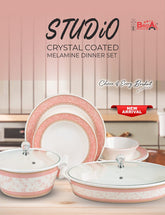 Brida Studio Crystal Coated Melamine Dinner Set – Premium Bridal Collection Dinnerware