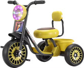 Kids Sport Tricycle with LED Headlight & Rear Storage Basket | Three Wheel Pedal Ride-On Bike