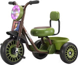 Kids Sport Tricycle with LED Headlight & Rear Storage Basket | Three Wheel Pedal Ride-On Bike