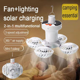 Solar football Powered Camping Fan Light Outdoor Foldable