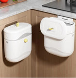 Wall Mounted & Cabinet Hanging Kitchen Trash Can with Sliding Lid – Narrow Compost Bin for Bathroom & Kitchen