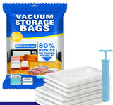 Reusable Vacuum Storage Bags Set (7 Pack with Hand Suction Pump) – Space Saving Airtight Compression Bags for Clothes, Blankets & Bedding