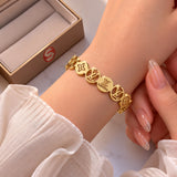 Luxury Golden Monogram Charm Bracelet for Women – Elegant Designer-Inspired Wristwear