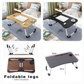 Fine Quality Foldable Wooden Laptop Table with Glass and Mobile Holder (Mix/Random color)