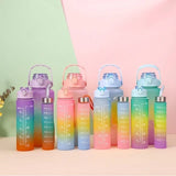 3-Piece Water Bottle Set with Straw - BPA-Free, Leak-Proof, Motivational Design - 2000ml, 700ml, 270ml Water Bottles for Gym, Work, School, and Outdoor Adventures |