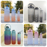 3-Piece Water Bottle Set with Straw - BPA-Free, Leak-Proof, Motivational Design - 2000ml, 700ml, 270ml Water Bottles for Gym, Work, School, and Outdoor Adventures |