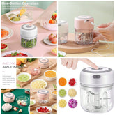 Rechargeable 250ML 3 Blades Garlic Food Processor Chopper