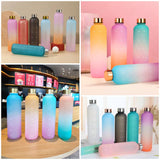 1L Bottle With Time Marker 32 OZ Motivational Reusable Fitness Sports Outdoors Travel Leakproof BPA Free Frosted Plastic