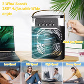 Humidifier Cooling Fan, Personal USB Air Cooler Fan, Mini Air Freshener Cooling Fan, Water Mist Humidification Fan, 3 In 1 Portable Fan Air Conditioner, Desktop Electric Fan Air Cooler, LED Light Humidifier, USB Powered (Random Color)