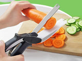 2 in 1 Clever Cutter Stainless Steel Scissor with Cutting Board Utility