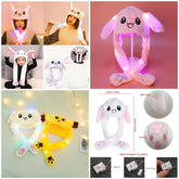 Cute Plush Rabbit Hat Moving Ears with LED Light