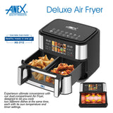 Anex AG-2112 Air Fryer Digital Big Icon Full Touch Panel with Dual Cooking Option - 10.5 Litre Capacity