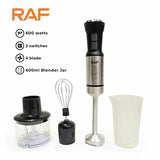 RAF 4-in-1 Hand Blender Set R.292 – Chopper, Jar and Whisker – Powerful 600W