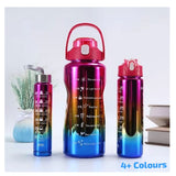 New Sharp Shiny Premium Quality Set of 3pcs Motivational Water Bottles Set (Mix/Random colour)