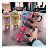 Premium 1200ML Large Capacity Water Glass Bottle with Straw and Extra Tea Infuser