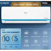 Candy - The Italian Style by Haier 1.5 Ton Heat & Cool DC Inverter Air Conditioner - CSU -19HF - High Efficiency Inverter - Energy Saving - Eco-Environment