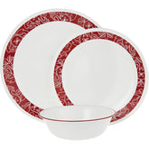 Corelle Vitrelle Glass Bandhani Break Resistant Dinner Set Corelle Vitrelle Dinner Set, Red , White , 29.5 x 14.5 x 29 cm 18-Piece