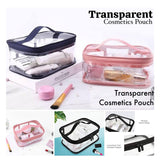 Transparent Zip Cosmetics Pouch (Size: 10” x 8” x 4”) 2 Colors