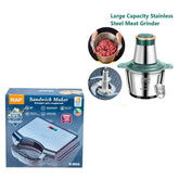 3L Electric Meat Mincer Grinder Vegetable Food Processor + Raf Sandwich Maker