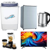 Dawlance Refrigerator 9106 6 Cubic Feet + Kenwood 8kg Washing Machine KWM-899W + Crown 32 Inches Full HD Smart LED + Westpoint Blender WF-9491 + Westpoint Electric Tea Kettle WF-6173