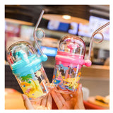Kids Dolphine Top Waterfall Water Bottle with Straw