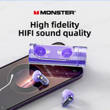 Monster XKT13 Wireless Bluetooth 5.3 Headphones TWS Mini Earbuds Lipstick Design Headset Noise Reduction Earphones With rope New - VIOLET