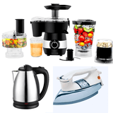 Multi-function Blender Grinder Chopper Juicer Food Processor Set (Random Color) + Imported Deluxe Automatic Iron + Premium Electric Kettle