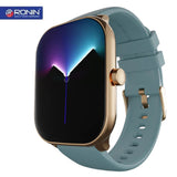 Ronin R-06 Smart Watch Amoled Big Always Active Display + 1 FREE Black Strap With Every Watch (Golden_Teal)