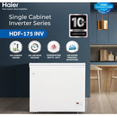 Haier Single Door Deep 175 liter (6.2 CF) Inverter HDF-175INV Freezer | White