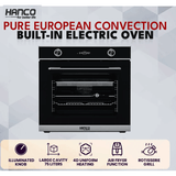 Hanco Pure European Convection Built-in Electric Oven (Black With Silver) - HBOV 75415E- S