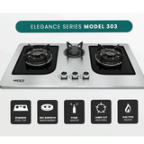 HANCO Hob Model 303 - Elegance Series - Burnova Brass Burners - Auto Ignition Stove - Latest Model