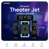 Faster Theater Jet E50 Speaker system with blue and purple gradient background