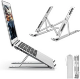 Portable Foldable Laptop Stand – Adjustable Aluminum Metal Stand with Anti-Slip Rubber Grips