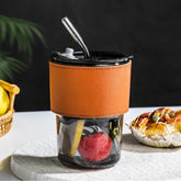 Glass Tumbler with Straw, Lid & Leather Sleeve