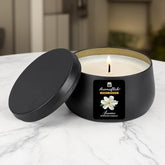 Jasmine Scented Candle in Black Tin – Elegant Floral Aroma