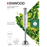 KENWOOD Hand Blender Metal Wand 600W Stick with Graduated Beaker, Turbo Function, Removable for Easy Cleaning HBM02.001WH White/Silver