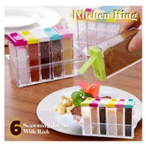 6pcs Seasoning Spice Kitchen Jar set with Crystal Tray