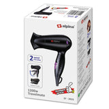Alpina SF-3925 Travel Hair Dryer (Black) 1200W